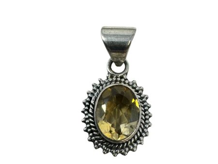 Citrine & Sterling Silver Pendant Unknown Brand For Sale