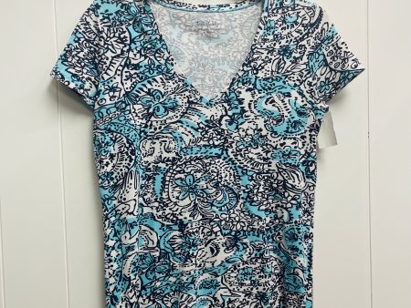 Top Short Sleeve Designer By Lilly Pulitzer In Blue & White, Size: S For Discount