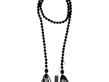 Black Jet Faceted Czech Glass Bead Lariat Necklace By Joan Rivers For Discount