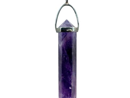 Amethyst & Sterling Silver Point Pendant Unknown Brand Fashion