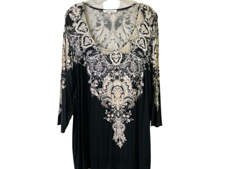 Tunic 3 4 Sleeve By Rose And Olive In Black, Size:1X Online Hot Sale