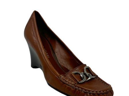 Heeled Wedge Loafers By Antonio Melani In Brown, Size: 8 For Sale