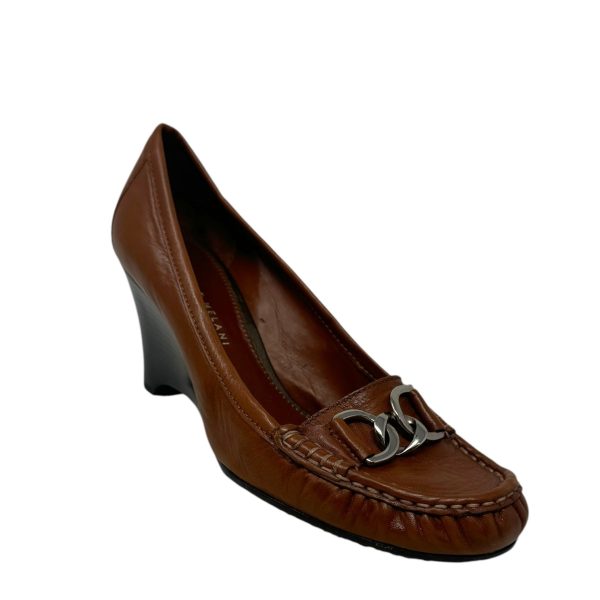 Heeled Wedge Loafers By Antonio Melani In Brown, Size: 8 For Sale