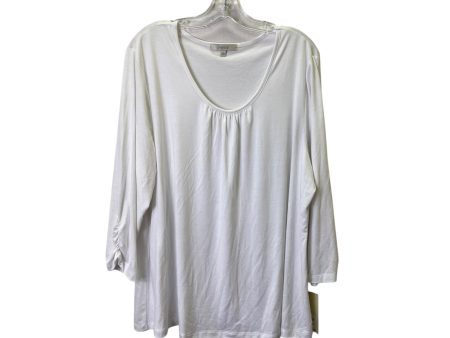 Top 3 4 Sleeve Basic By Sejour In White, Size:2X For Discount