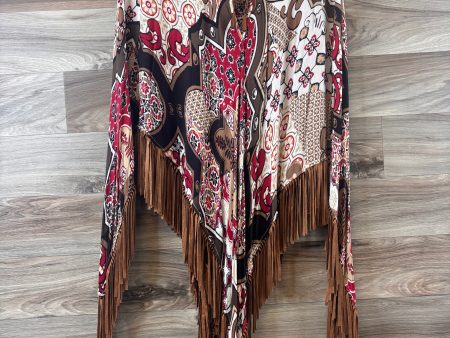 Poncho By Chicos In Red & Tan, Size: Osfm Supply