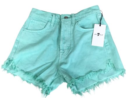 Shorts By 7 For All Mankind In Aqua, Size: 0 Online Sale