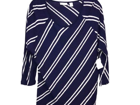 BLUE & WHITE TOP 3 4 SLEEVE by CHICOS Size:L Online now