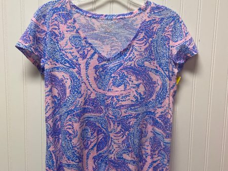 Top Short Sleeve Designer By Lilly Pulitzer In Blue & Pink, Size: Xs Supply